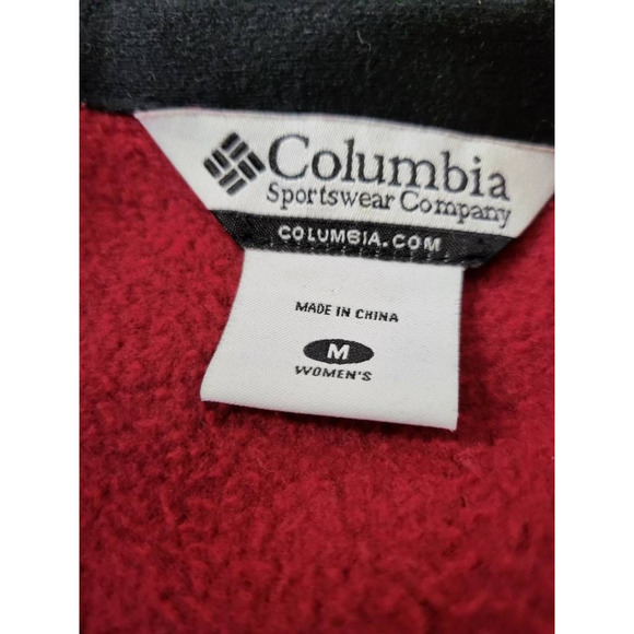 Columbia Sportwear Company Womens Fleece Vest Red Waist Length Zip Pockets M - Picture 5 of 6
